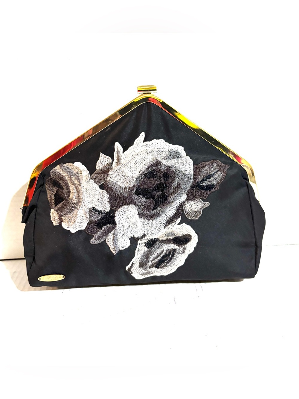 Black Floral Embroidered Women’s Clutch